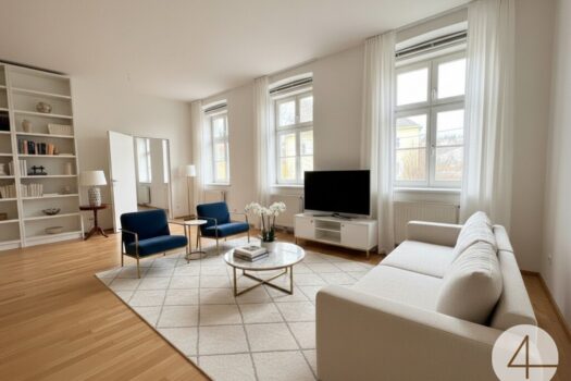 Wohn- oder Schlafzimmer KI eingerichtet