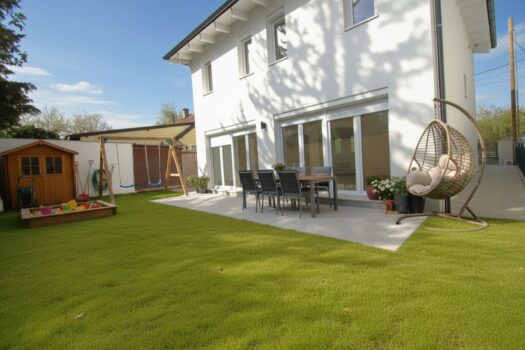 EINFAMILIENHAUS in WIEN- und SCHNELLBAHNNÄHE Gartenbereich: KI generierte Gartenutensilien