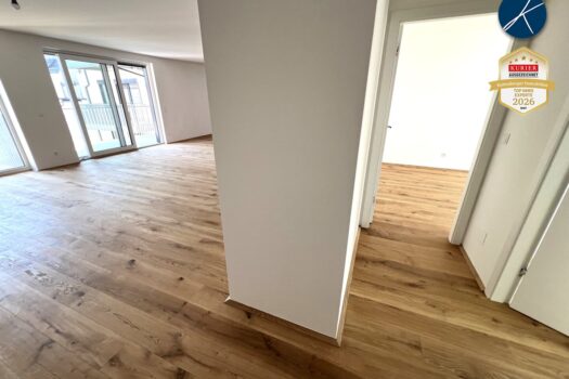 Wohnküche und Gang zu den Zimmern