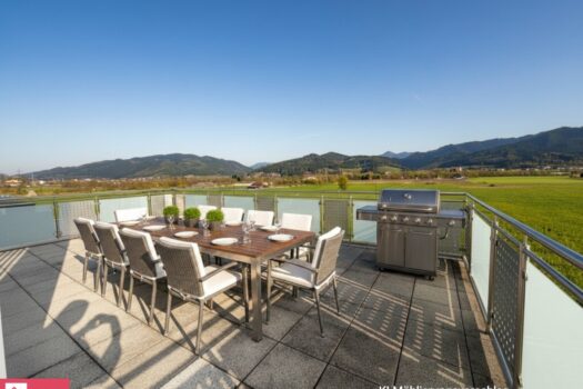 Hochparterre Terrasse - KI möblierungsvorschlag