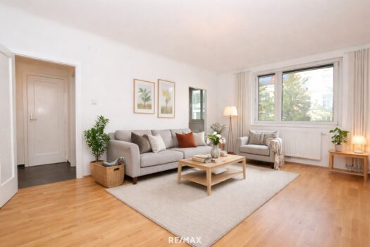 Helle 3-Zimmer-Wohnung mit optimalem Grundriss – ideal für Eigennutzer und Anleger (DAVE) Wohnzimmer (virtuell eingerichtet)