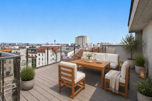 Virtuell gerendetes Bild der Dachterrasse
