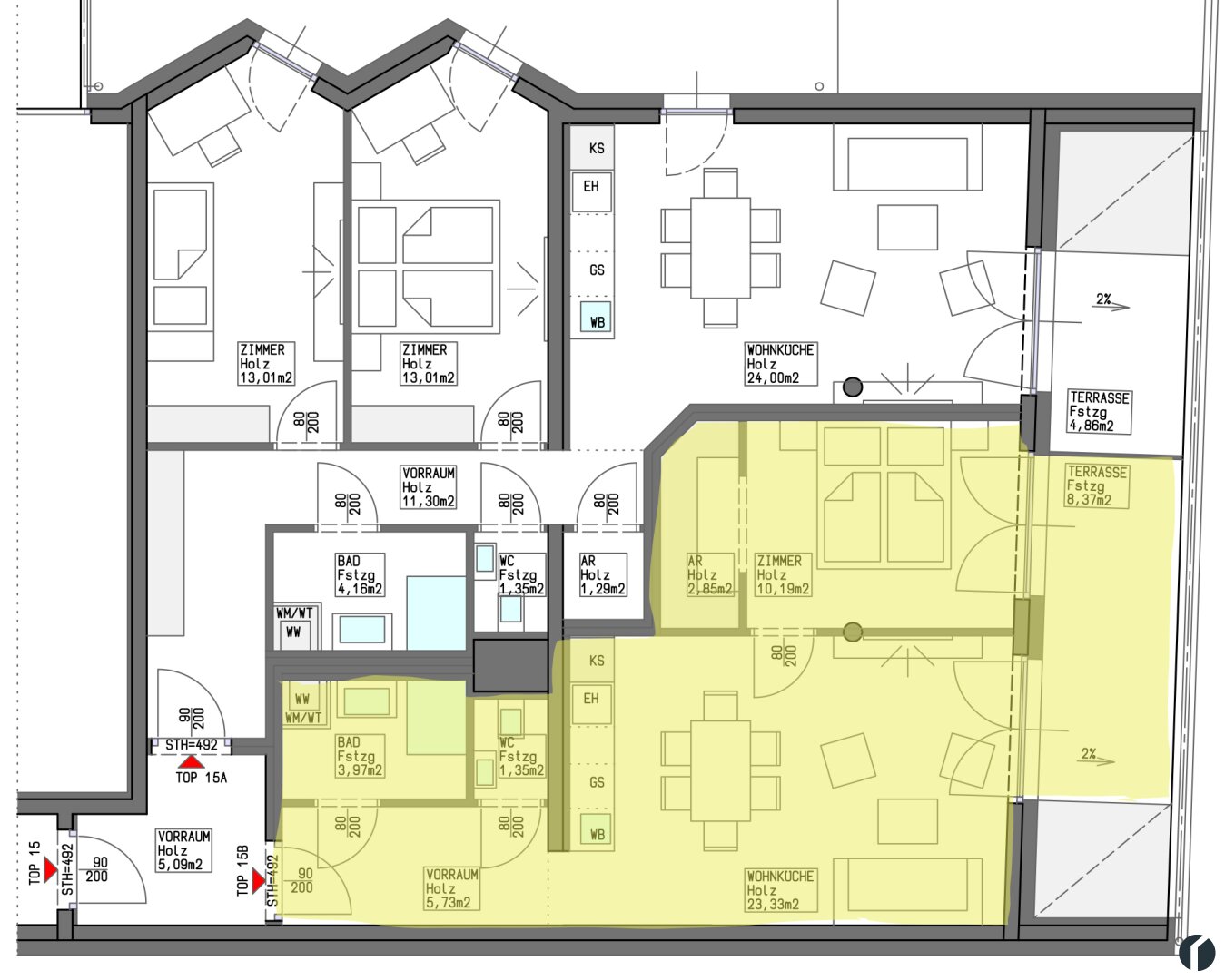 Wohnungsplan Top 30 B